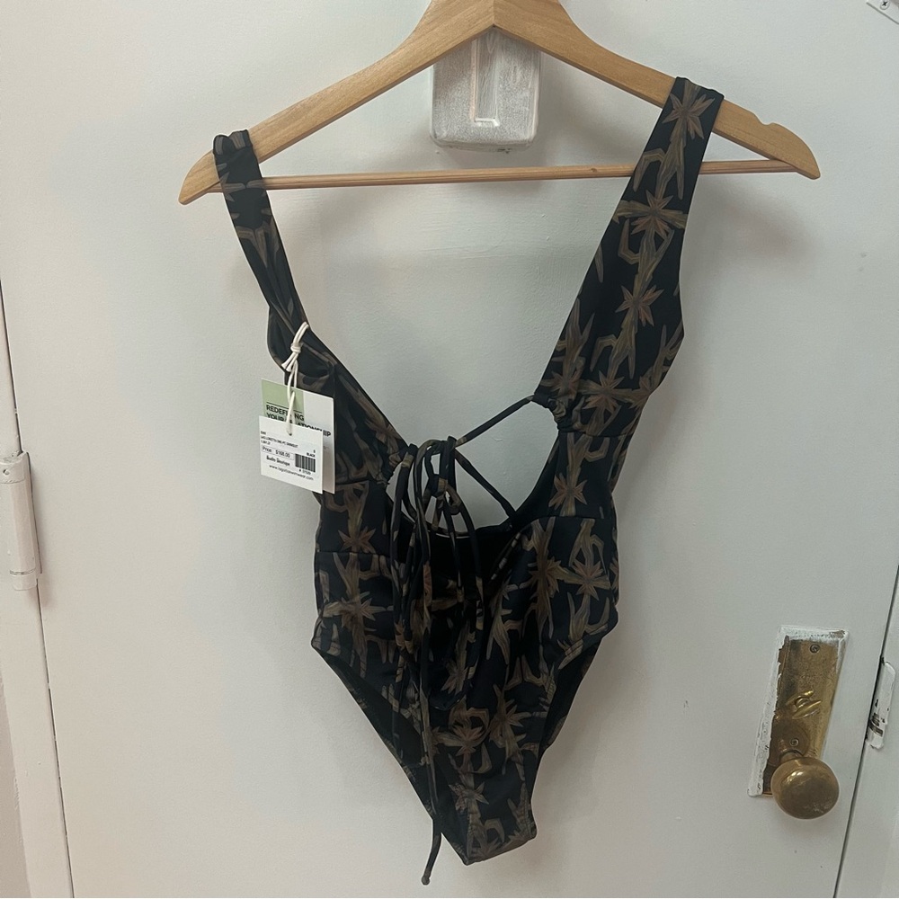 Stylish Black and Brown One-Piece Swimsuit NWT Never Worn